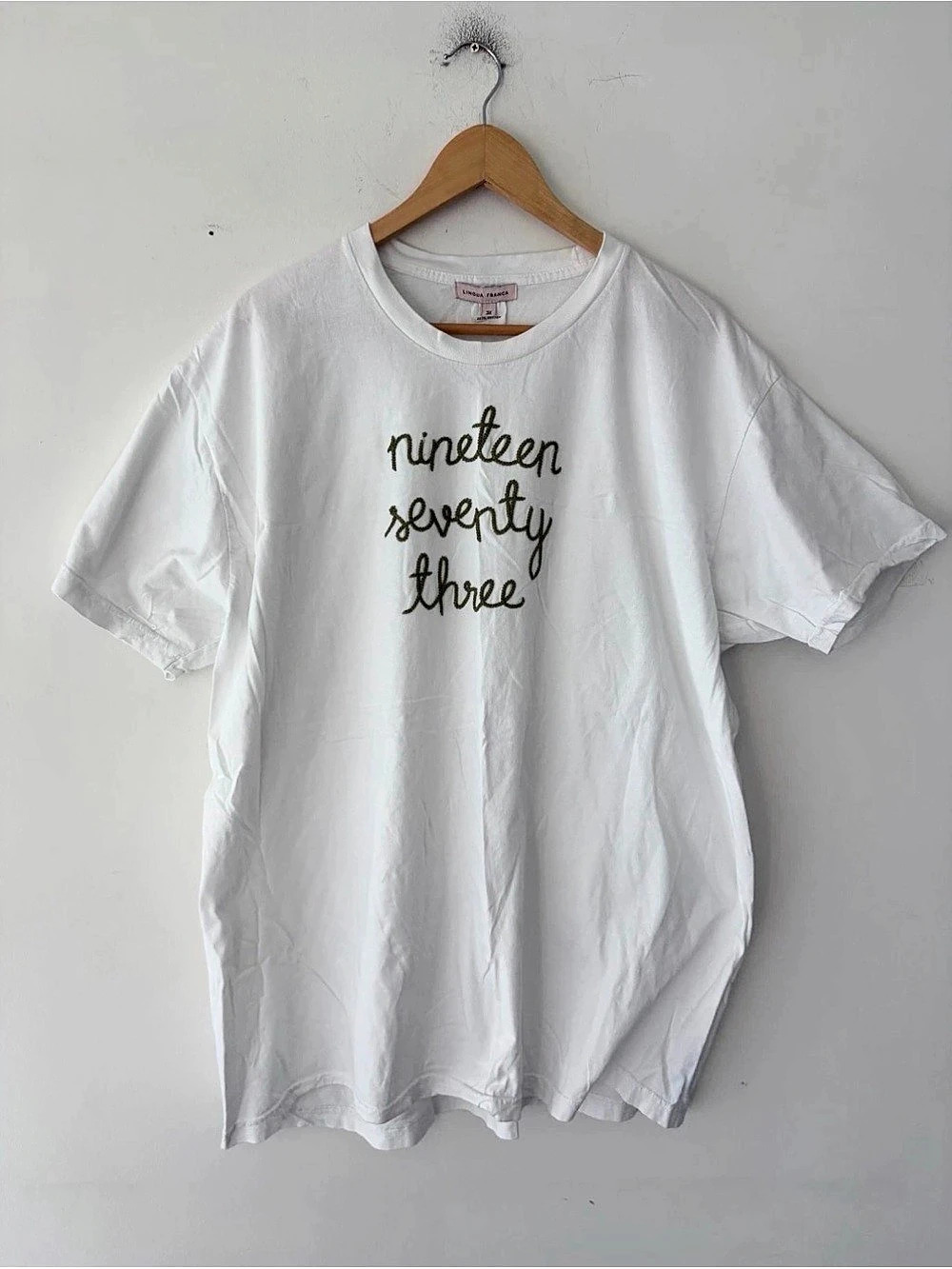 Lingua Franca Nineteen Seventy Three Embroidered Cotton T-Shirt Tee White 3X